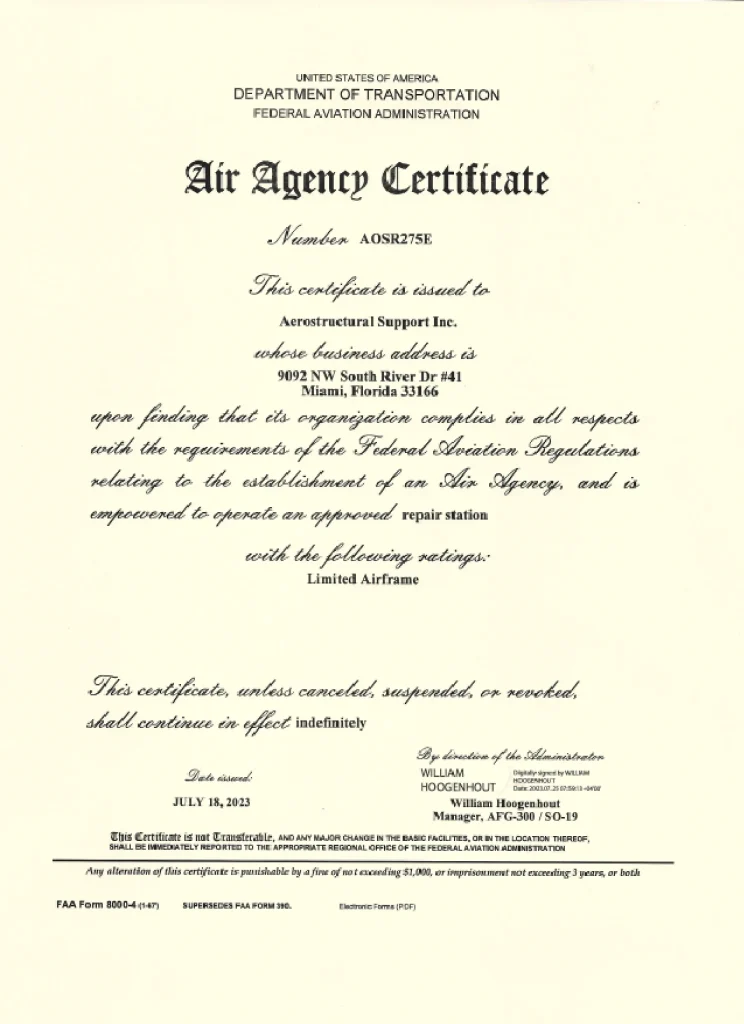 faa certificate